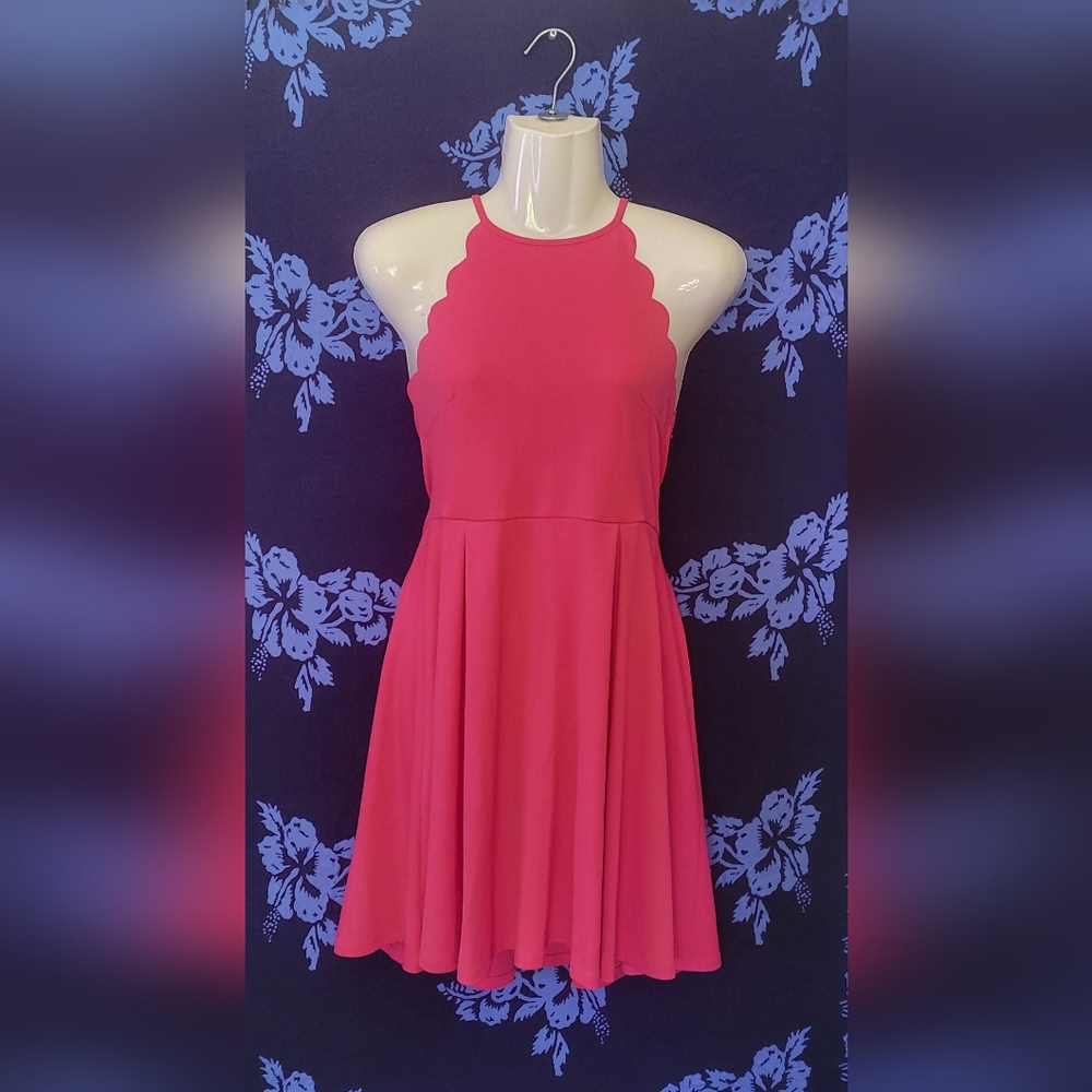 Hot pink Barbie scallop edge baby doll dress